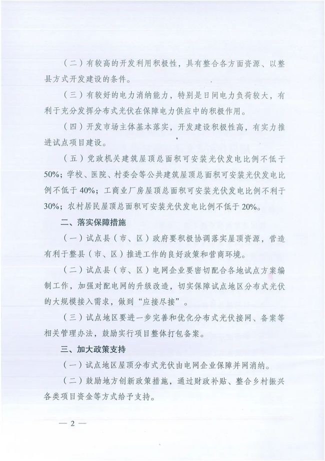 國家能源局綜合司關(guān)于報(bào)送整縣（市、區(qū)）屋頂分布式光伏開發(fā)試點(diǎn)方案的通知